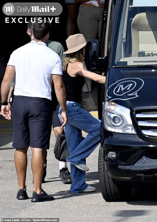 Aniston showed off her lithe frame on her day out