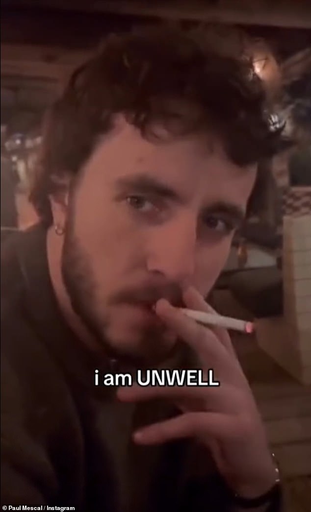 Stars including Paul Mescal (pictured), Sabrina Carpenter, Gracie Abrams, Dua Lipa and Beyonce have all been spotted smoking, as vapes and other quitting aids dwindle in popularity - having been deemed designed for middle-aged people or teens