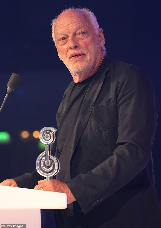 David Gilmour receives the "O2 Silver Clef Award" onstage on July 2 2025