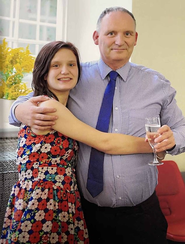The inquest, which was resuming into Miss Mathieson's death more than 10 years after her murder, was attended by her father, James. Pictured: Melissa with her father James
