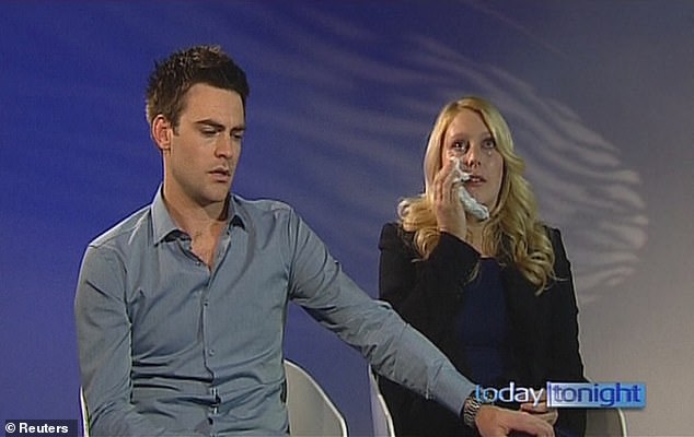 The two presenters said at the time that Ms Saldanha's death had left them 'shattered, gutted, heartbroken'. Pictured: Michael Christian and Mel Greig speak on current affairs show Today Tonight in Sydney on December 10, 2012