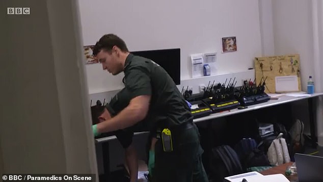 He was captured trying to calm the patient down as they were shaking