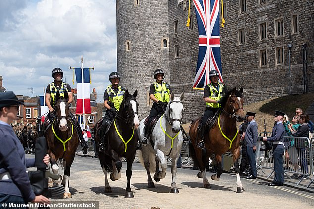 A huge policing operation was underway in Windsor, Berkshire, ahead of the State Visit of the French President