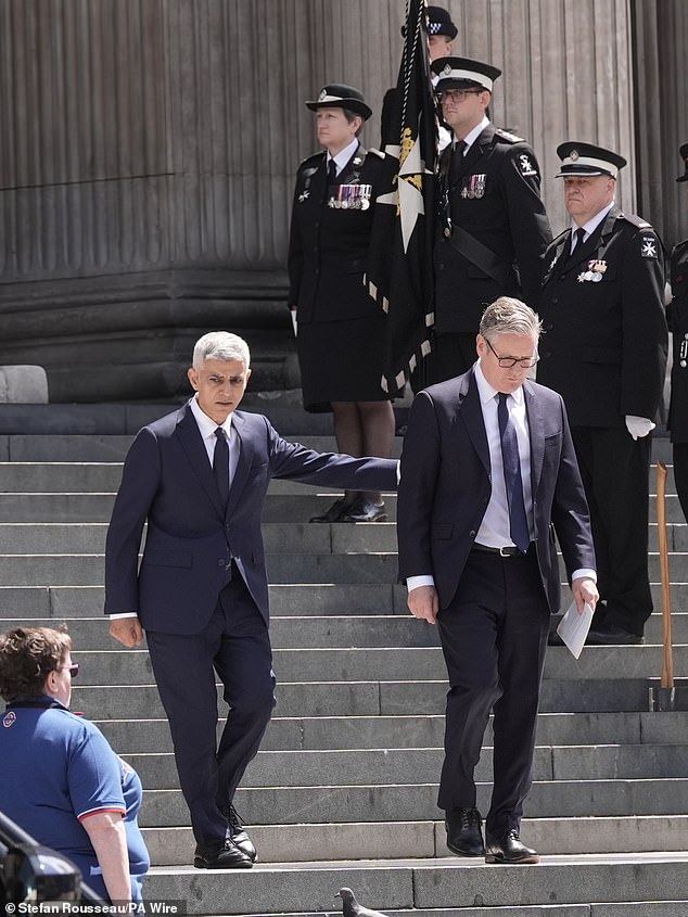 Sir Keir Starmer (pictured with Mayor of London Sadiq Khan) said: ¿Today the whole country will unite to remember the lives lost in the 7/7 attacks, and all those whose lives were changed forever'
