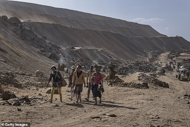 Most of the world's cobalt is to be found in the Democratic Republic of the Congo. Picured: A mining site in Kolwezi, Democratic Republic of the Congo
