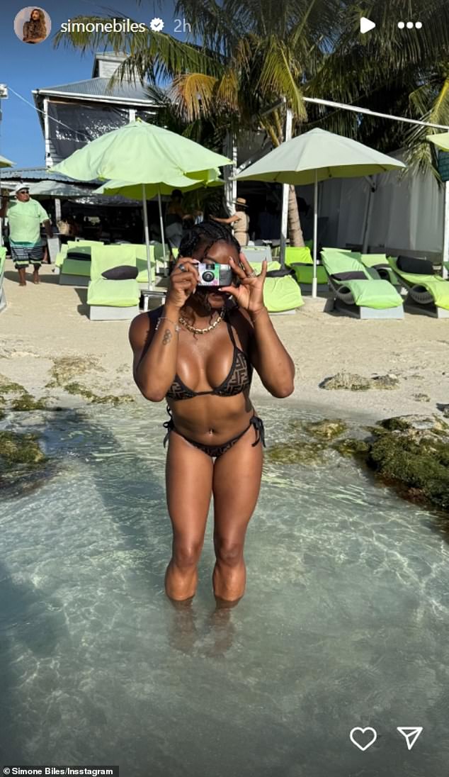 The athlete wore a Fendi bikini that highlighted her ample cleavage