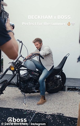David promoted his latest BOSS campaign on Tuesday amid the feud as he posed on a motorbike in a recent shoot