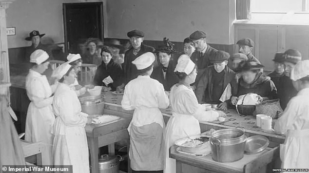 The Ministry of Food handbook criticised the "appalling ignorance" of British people when it came to preparing food, advising that more vegetables should be introduced to the diet through national kitchen menus. Kitchen at the height of its popularity in 1918