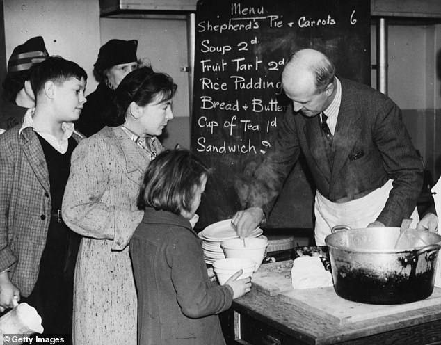 3rd October 1940: A communal feeding centre at Millbank School, London, where people could obtain substantial meals at cheap prices