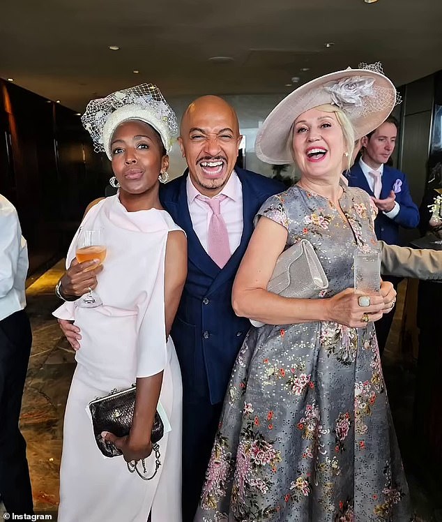 After the ceremony, guests jumped onto a boozy party bus to take them to the lavish Shangri-La hotel at The Shard (Angellica seen with Emma Bunton's partner Jade Jones)