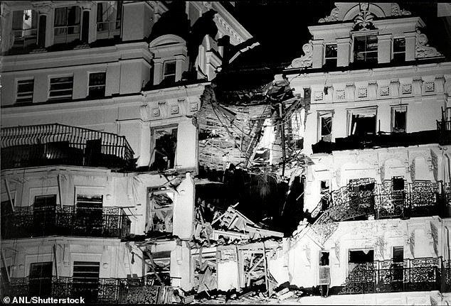 The Grand Hotel in Brighton, pictured after the IRA bombing on October 12, 1984
