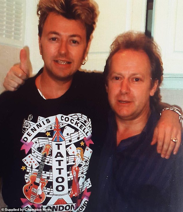Cockell was a tattoo artist to the stars, pictured with Stray Cats singer Brian Setzer. He would later design artwork for the band