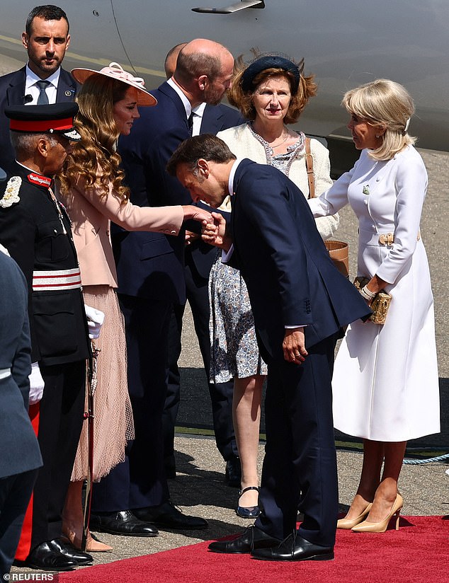The Princess of Wales received a greeting from President Macron after they touched down in the UK