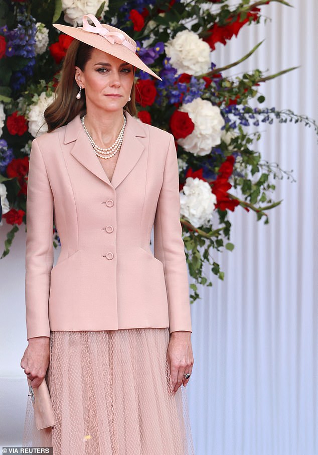 Catherine, Princess of Wales on the day of the state visit by French President Emmanuel Macron