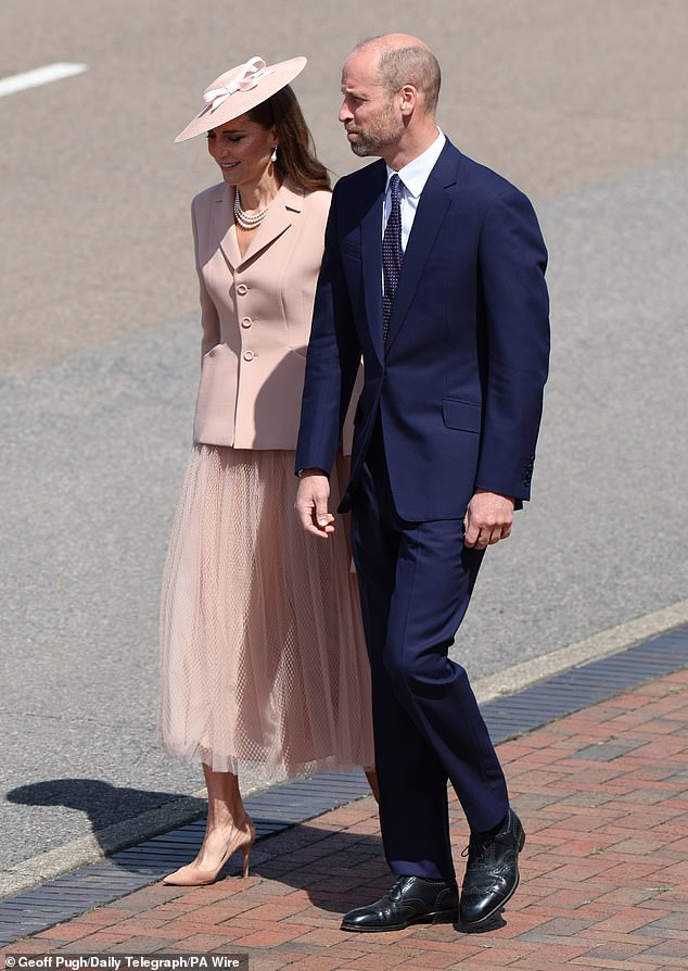 Prince William and Kate arrive at RAF Northolt in West London today to greet the Macrons