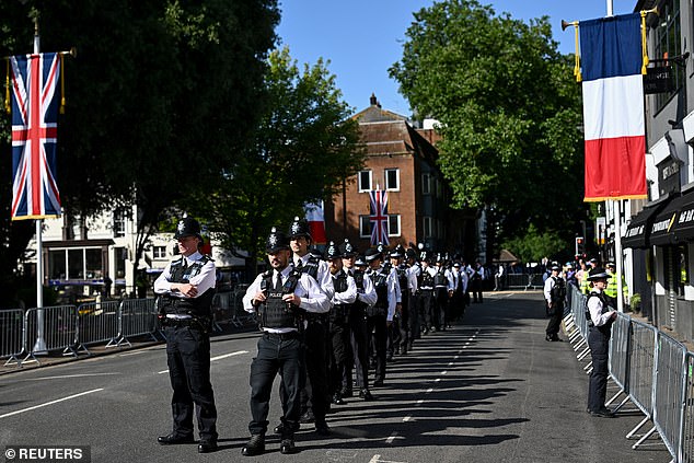 Police prepare for the state visit of French President Emmanuel Macron in Windsor today