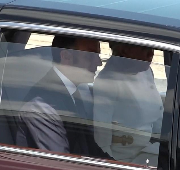 After their welcome on Tuesday afternoon, Emmanuel and Brigitte left RAF Northolt together via car