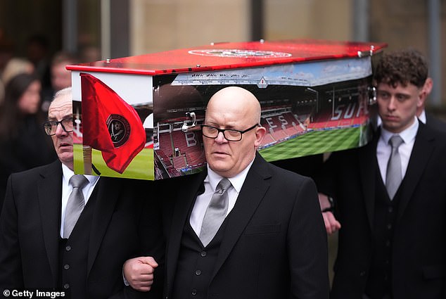 Harvey was a passionate Sheffield United fan - with his coffin adorned with pictures of the club at his funeral