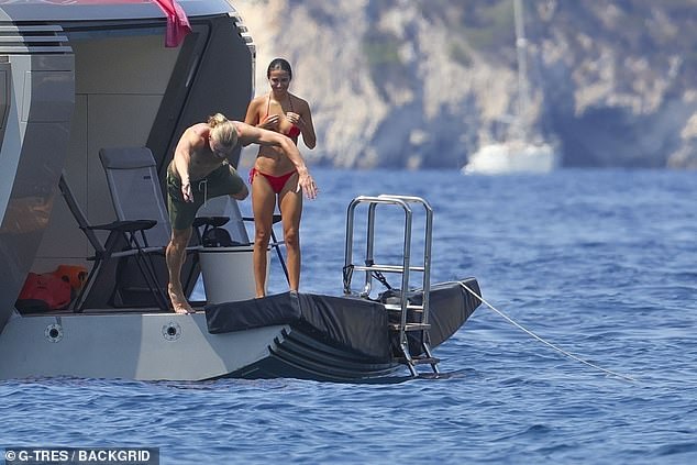 As well as relaxing, Haaland was seen diving off the yacht and enjoying his surroundings