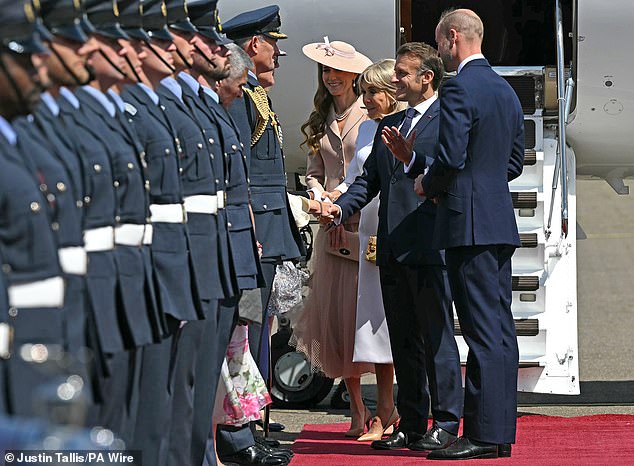 The President of France Emmanuel Macron and his wife Brigitte Macron are welcomed today