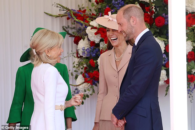 Brigitte Macron is received by the Prince and Princess of Wales at Datchet Road in Windsor