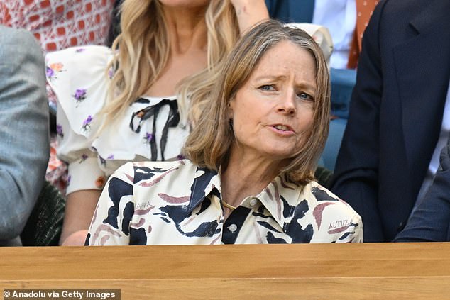 Legendary A-lister Jodie Foster, pictured, kept her look casual as she attended Wimbledon this afternoon