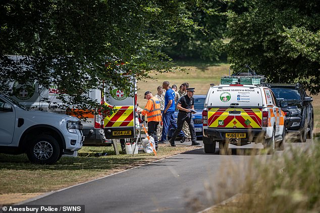 Police dogs were sent out as part of the search, while a drone used thermal imaging to check a woodland from above