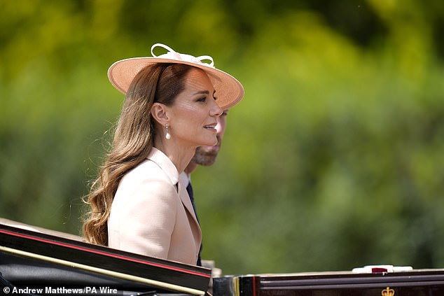 The Princess of Wales during the carriage procession to Windsor Castle this afternoon