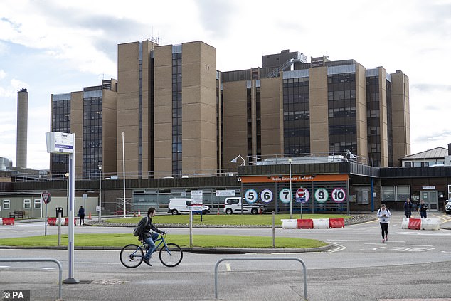 The victim was taken by air ambulance to Raigmore Hospital (pictured) in Inverness