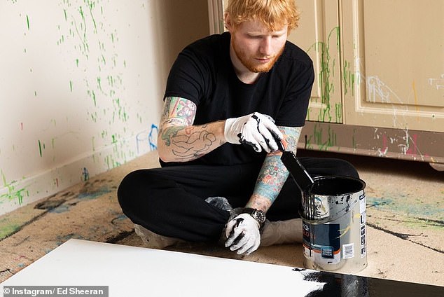Sheeran said that he was encouraged to pursue the possibility of releasing his own collection of artworks by British painter Damien Hirst