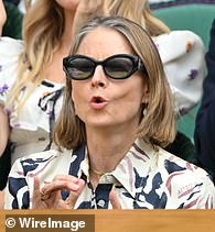 Jodie Foster attends the day nine of the Wimbledon Tennis Championships