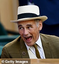 Sir Mark Rylance in the Royal Box prior to the Ladies' Singles quarter-final match between Aryna Sabalenka and Laura Siegemund