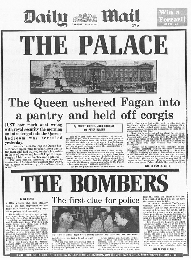 Daily Mail coverage of Fagan's break-in from the time