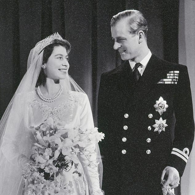 Queen Elizabeth II and the Duke of Edinburgh on their wedding day in 1947. By modern standards, the couple's engagement was short. They were married on November 20, 1947 at Westminster Abbey, just four months after the Princess first showed off her engagement ring