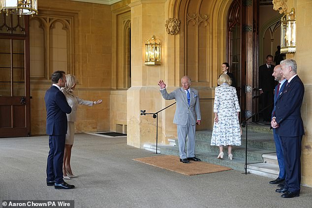 King Charles III and Queen Camilla formally bid farewell to the President of France Emmanuel Macron and his wife Brigitte Macron at Windsor Castle