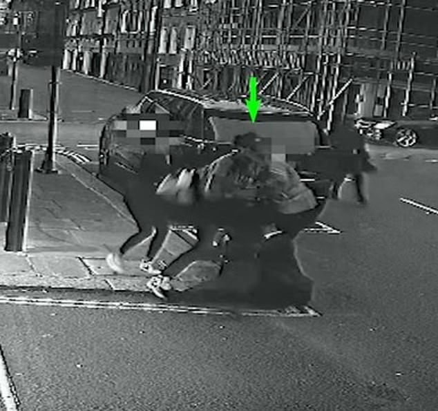 Jurors were shown several clips showing the officers walking from Berkeley Square to Hays Mews on the evening of 10 October, where they had been followed by the thieving trio