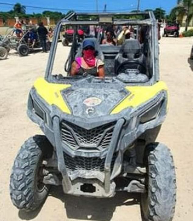 Despite saying she was in too much pain to drive, another image showed Urbancikova driving a quad bike
