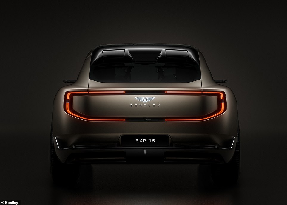 The rear of the car is complimented by C-shaped LED brake light clusters and Bentley's new lettering a logo - both of which are also illuminated