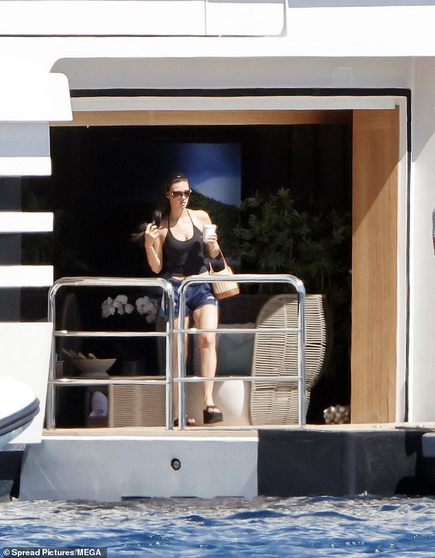 The billionaire heiress, 30, was spotted aboard the luxury vessel with her husband Brooklyn, 26, and members of her family while holidaying in St Tropez this week