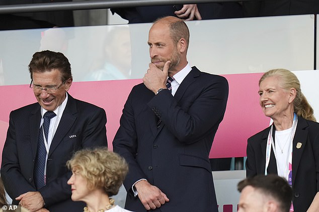 The Prince of Wales watches on from the stands at the Stadion Letzigrund during the Lionesses' crunch Euros match against the Netherlands