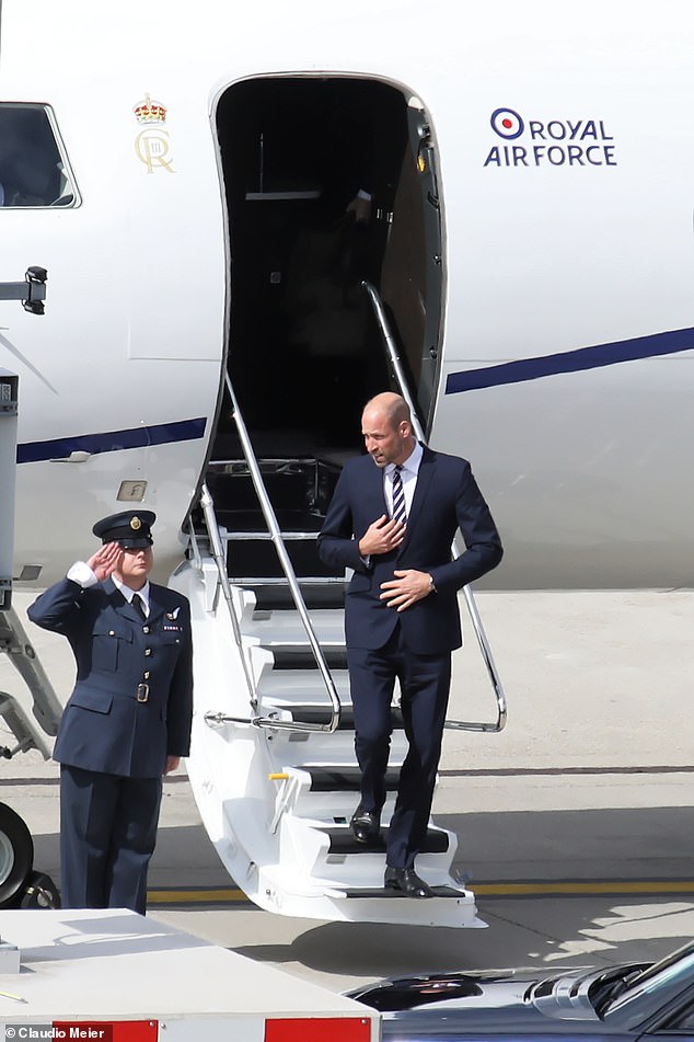 Prince William lands in Zurich ahead of the Lionesses crunch match against the Netherlands