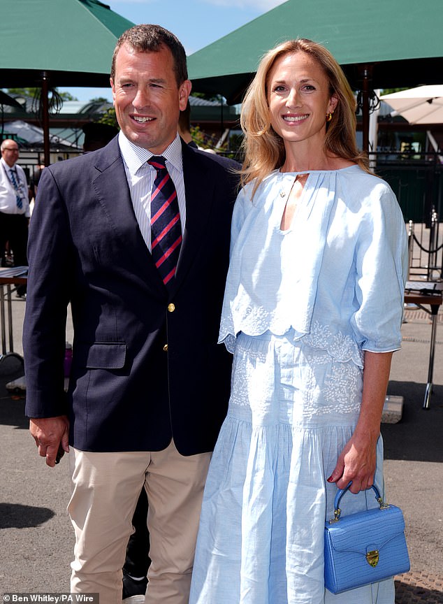 Peter Phillips, 47, and girlfriend Harriet Sperling, 45, pictured on day ten of the 2025 Wimbledon Championships