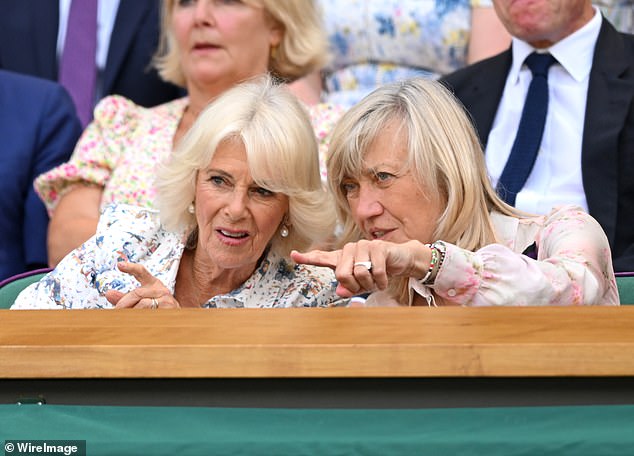 Debbie Jevans, the All England Club Chair, pictured with Queen Camilla on Centre Court on July 9th
