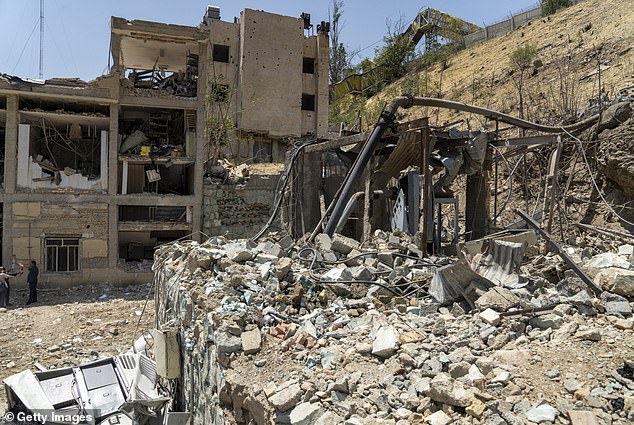An external view of the destruction at Evin Prison after it was hit by an Israeli airstrike on June 23, viewed on July 01, 2025 in Tehran, Iran