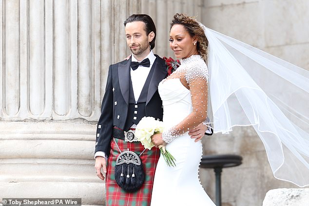The Spice Girl exchanged vows with the hairdresser at St Paul's Cathedral in London on Saturday, before celebrating with a reception at The Shard