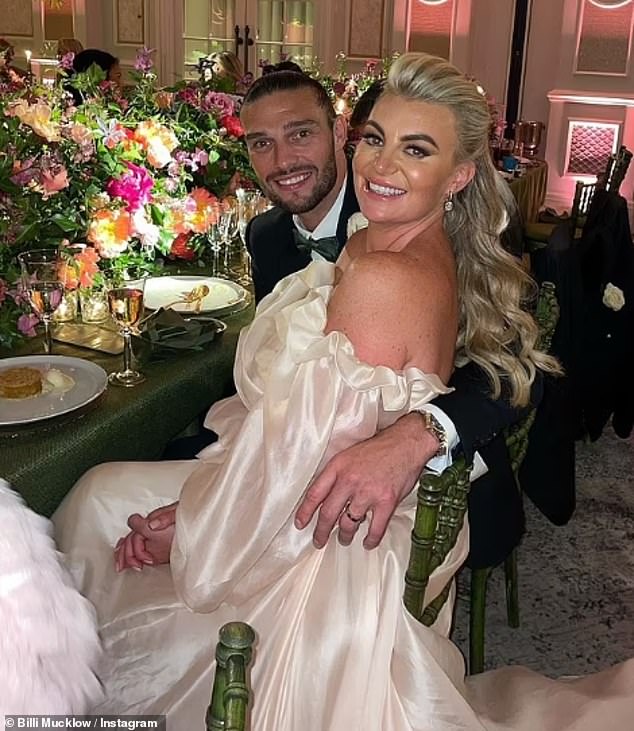 The pair began dating last year after he separated from his TOWIE star wife Billi Mucklow last September (Billi and Andy pictured on their wedding day)