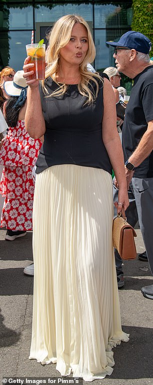 Emily, 35, was among the stars arriving to Wimbledon, sporting a very stylish black and white gown