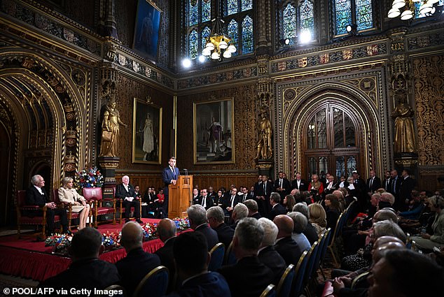Mr Macron used a speech to both Houses of Parliament last night to swipe at 'pull factors' drawing people towards Britain