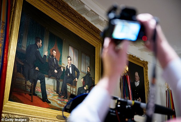 Trump raved about the art in the White House collection, and praised a painting of a younger Abraham Lincoln