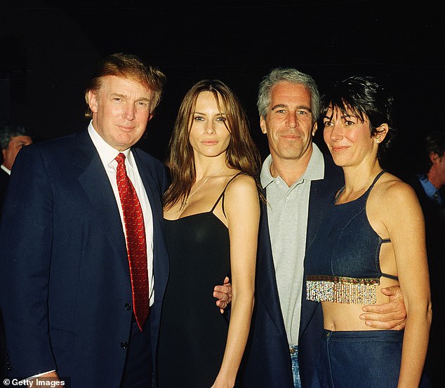 Donald Trump was famously friends with the pedophile for years and they moved in the same social circles. He is pictured with Melania, Epstein, and Ghislaine Maxwell at his Mar-a-Lago club in 2000